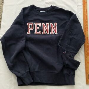 Champion Men's Crewneck Sweater in Navy with 'PENN' Logo